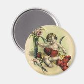 Oude victoriaanse valentijnsdag engel naaister magneet (Voorkant / Achterkant)