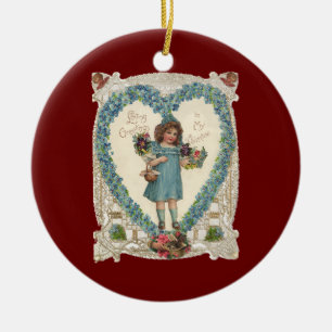 Oude Victoriaanse Valentijnsdag, Hartkrans Keramisch Ornament