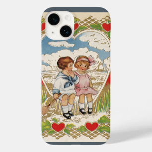 Oude Victoriaanse Valentijnsdag Kinderen in Hart Case-Mate iPhone 14 Hoesje
