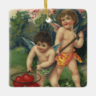 Oude Victoriaanse Valentijnsdag, liefdesgave Keramisch Ornament