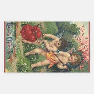 Oude Victoriaanse Valentijnsdag, Liefdesgave Rechthoekige Sticker