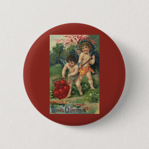 Oude Victoriaanse Valentijnsdag, liefdesgave Ronde Button 5,7 Cm