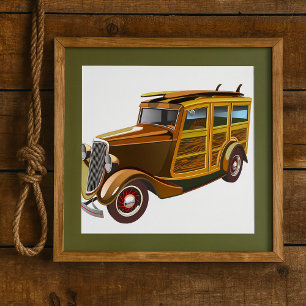 Oude Vintage Auto Poster