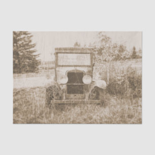 Oude Vintage Auto Sepia Antiek Landelijke Textuur Tissuepapier