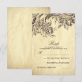 Oude vintage bruiloft RSVP kaarten Kaartje (Voorkant / Achterkant)