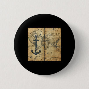 Oude Vintage Nautische Piraat Zeilboot Anker Zee O Ronde Button 5,7 Cm