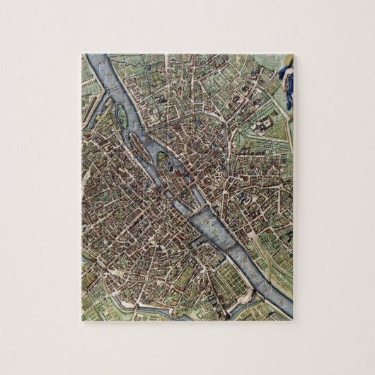 Oude vintage Parijskaart shabbychic Legpuzzel (Verticaal)