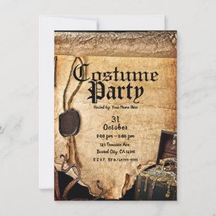 Oude Vintage Piratenrol Kostuum Halloween Feest Kaart