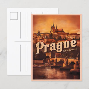 Oude vintage reizen Praag Tsjechië geschenken Briefkaart