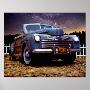 Oude Vintage Rusty Barn vindt auto Woody Poster