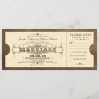 Oude Vintage Wedding Ticket uitnodiging