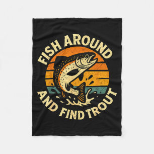 Oude vis rondom en vind forel visser vissen fleece deken