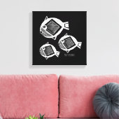 Oude vis witte inkt zwart canvas (Insitu (Woonkamer))