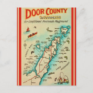 Oude Visserijkaart van Door County Briefkaart