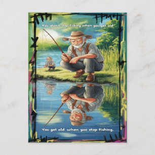 Oude visser's reflectie briefkaart