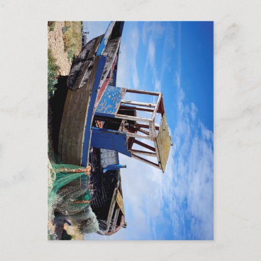 Oude vissersboot. briefkaart (Voorkant)