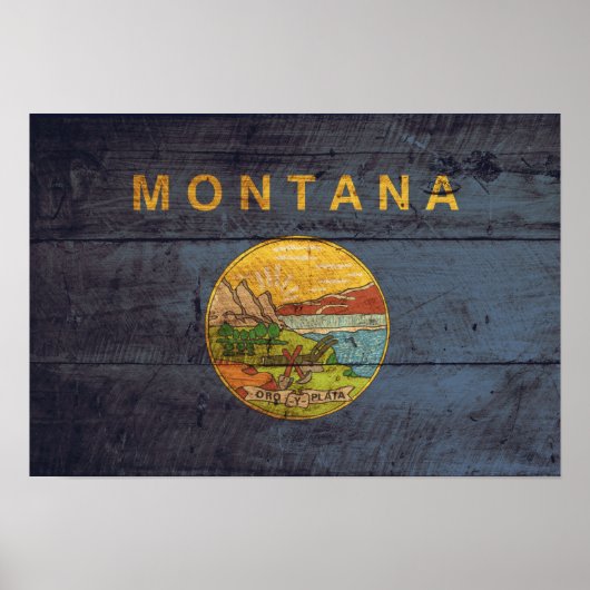 Oude vlag van Wood Montana Poster (Voorkant)