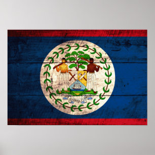 Oude vlag van Wooden Belize Poster