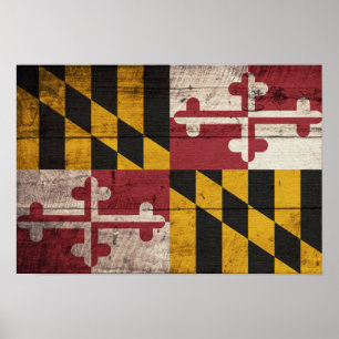 Oude vlag van Wooden Maryland Poster