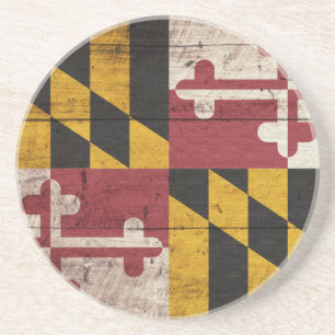 Oude vlag van Wooden Maryland Zandsteen Onderzetter
