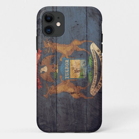 Oude vlag van Wooden Michigan; Case-Mate iPhone Case (Achterkant)