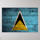Oude vlag van Wooden Saint Lucia Poster (Voorkant)
