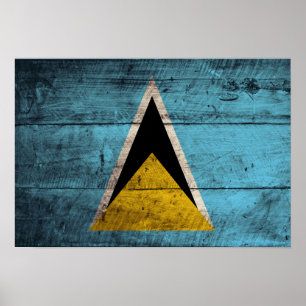 Oude vlag van Wooden Saint Lucia Poster