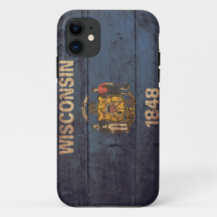 Oude vlag van Wooden Wisconsin iPhone 11 Hoesje