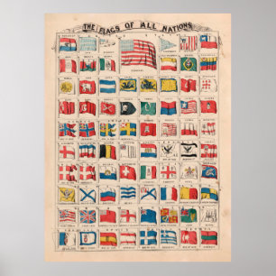 Oude vlaggen van de wereldgrafiek (1865)  poster