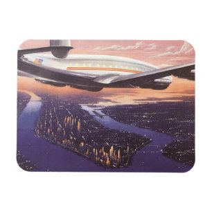 Oude vliegtuig boven Hudsonrivier, New York City Magneet