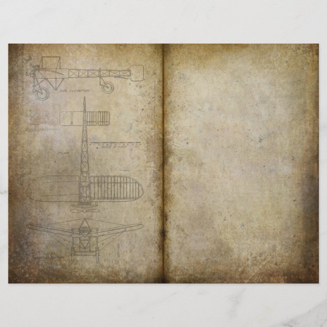 Oude Vliegtuig  Journal Scrapbook Paper (Voorkant)
