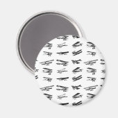 Oude vliegtuigen in zwart-wit, vliegtuig magneet (Voorkant / Achterkant)