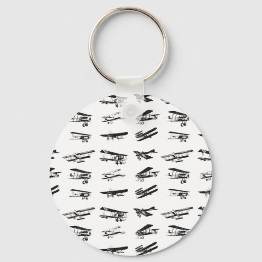 Oude vliegtuigen in zwart-wit,  vliegtuig sleutelhanger (Voorkant)