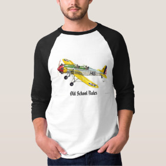 Oude vliegtuigstijl met "OUDE SCHOOLREGELS" T-shirt