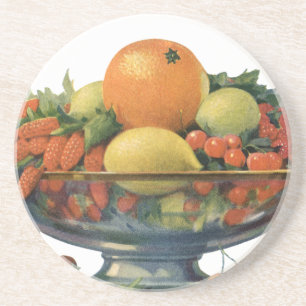 Oude voeding, Gevarieerd fruit in een kom Zandsteen Onderzetter