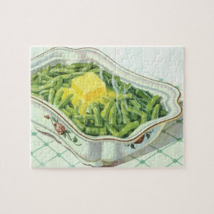 Oude voeding, groene bonencasserole met boter legpuzzel