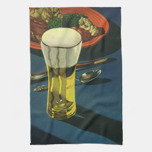 Oude voedingsdranken, glas bier, diner theedoek