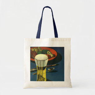 Oude voedingsdranken, glas bier, diner tote bag
