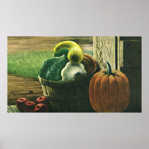 Oude voedingsmiddelen, winterpompoen, pompoen en a poster