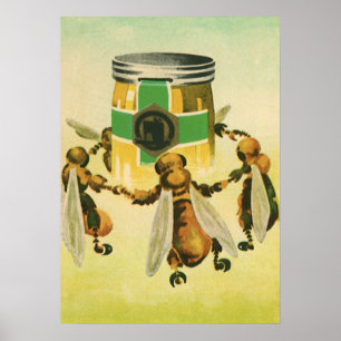 Oude Voedsel, Biologische Honing Bijen Dansende Po Poster