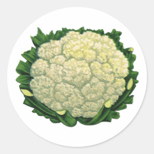 Oude Voedsel Groenten Groenten Bloemkool Ronde Sticker