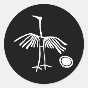 Oude vogel zon idool Geoglyph symbool Petroglyph A Ronde Sticker