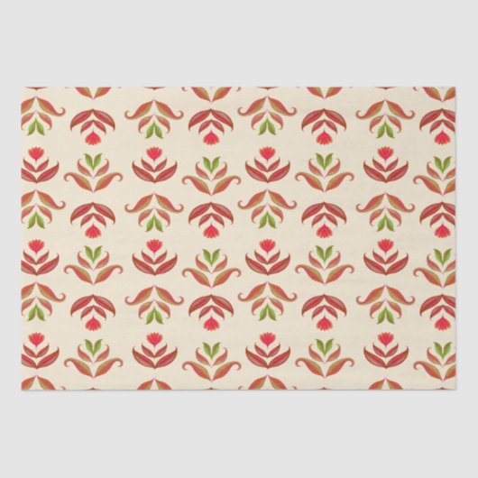 Oude volks kunst bloemenprint cozy rustieke herfst tissuepapier (Voorkant)