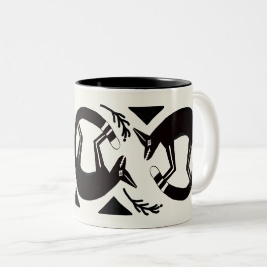 Oude vossen en bloemen op crème mok (Voorkant rechts)