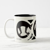 Oude vossen en bloemen op crème mok (Links)