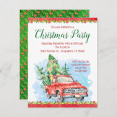 Oude Vrachtwagen Kerstfeest Uitnodigingen (Voorkant / Achterkant)