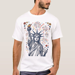 Oude vrijheid vuurwerk patriottisch vector ontwerp t-shirt