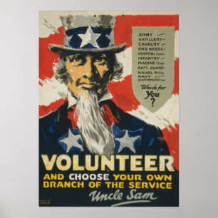 Oude vrijwilliger uit WOI - Oom Sam Poster