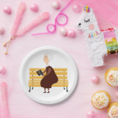 Oude vrouw die de bijbel leest papieren bordje (Feest)