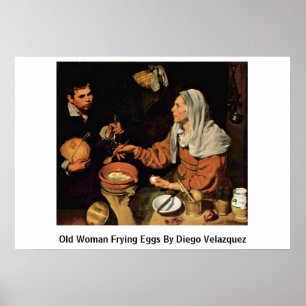 Oude vrouw die eieren geeft van Diego Velazquez Poster